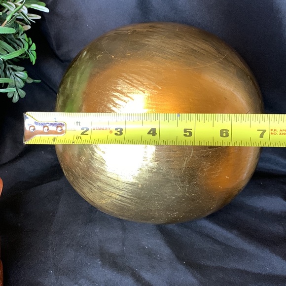 Large 7” diameter gilded solid wood sphere with wooden stand - Picture 14 of 14